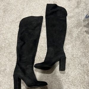 Black over the knee heeled boots